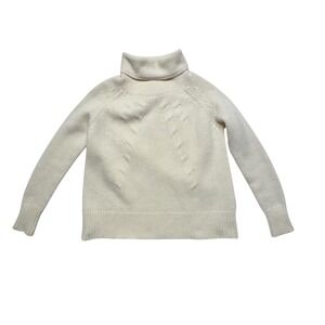 Sundance Cable Knit Cowl Neck Sweater Lambswool Alpaca Blend Cream Small